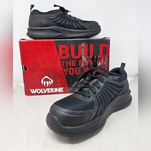 Wolverine Work Sneakers Womens Sz 9M Black Bolt Durashocks Lace Up Carbon Toe